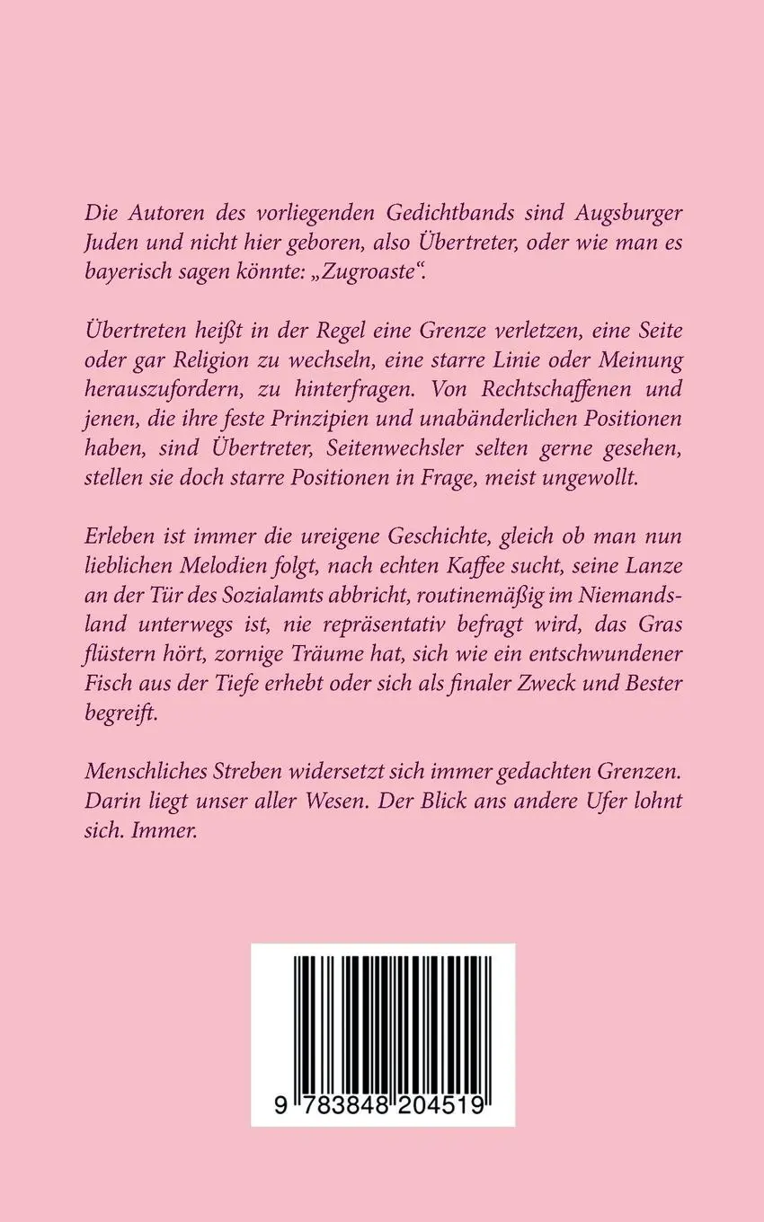 Rückseite: 9783848204519 | Übertretungen | zeitgenössische Gedichte Augsburger Juden | Buch
