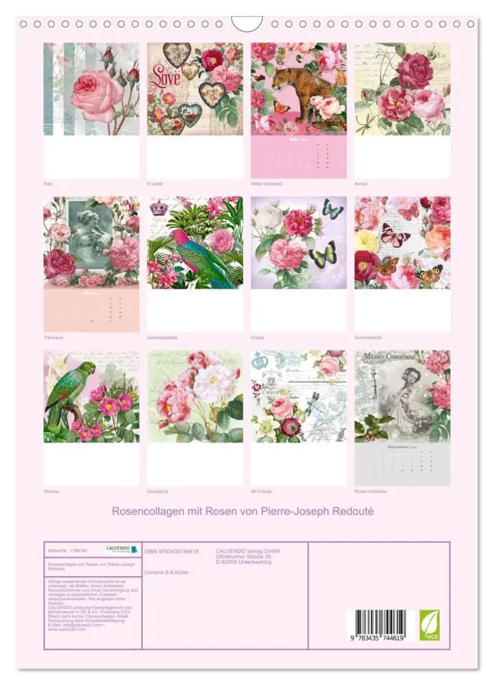 Bild: 9783435744619 | Rosencollagen mit Rosen von Pierre-Joseph Redouté (Wandkalender...