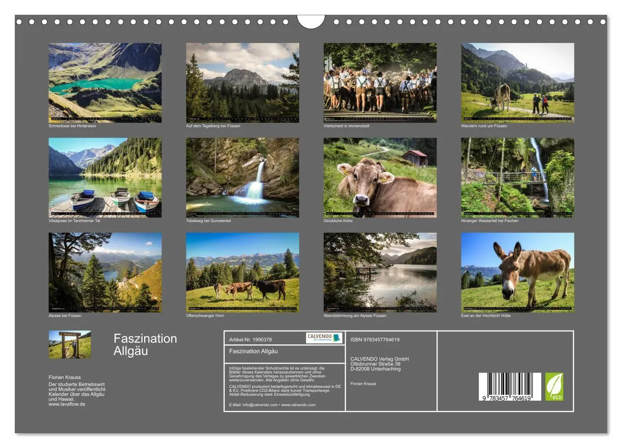 Bild: 9783457764619 | Faszination Allgäu (Wandkalender 2026 DIN A3 quer), CALVENDO...