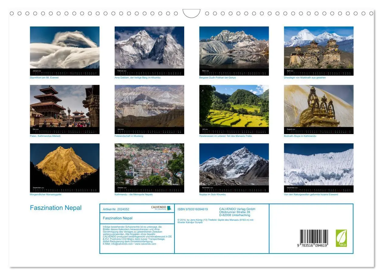 Bild: 9783516094619 | Faszination Nepal (Wandkalender 2026 DIN A3 quer), CALVENDO...