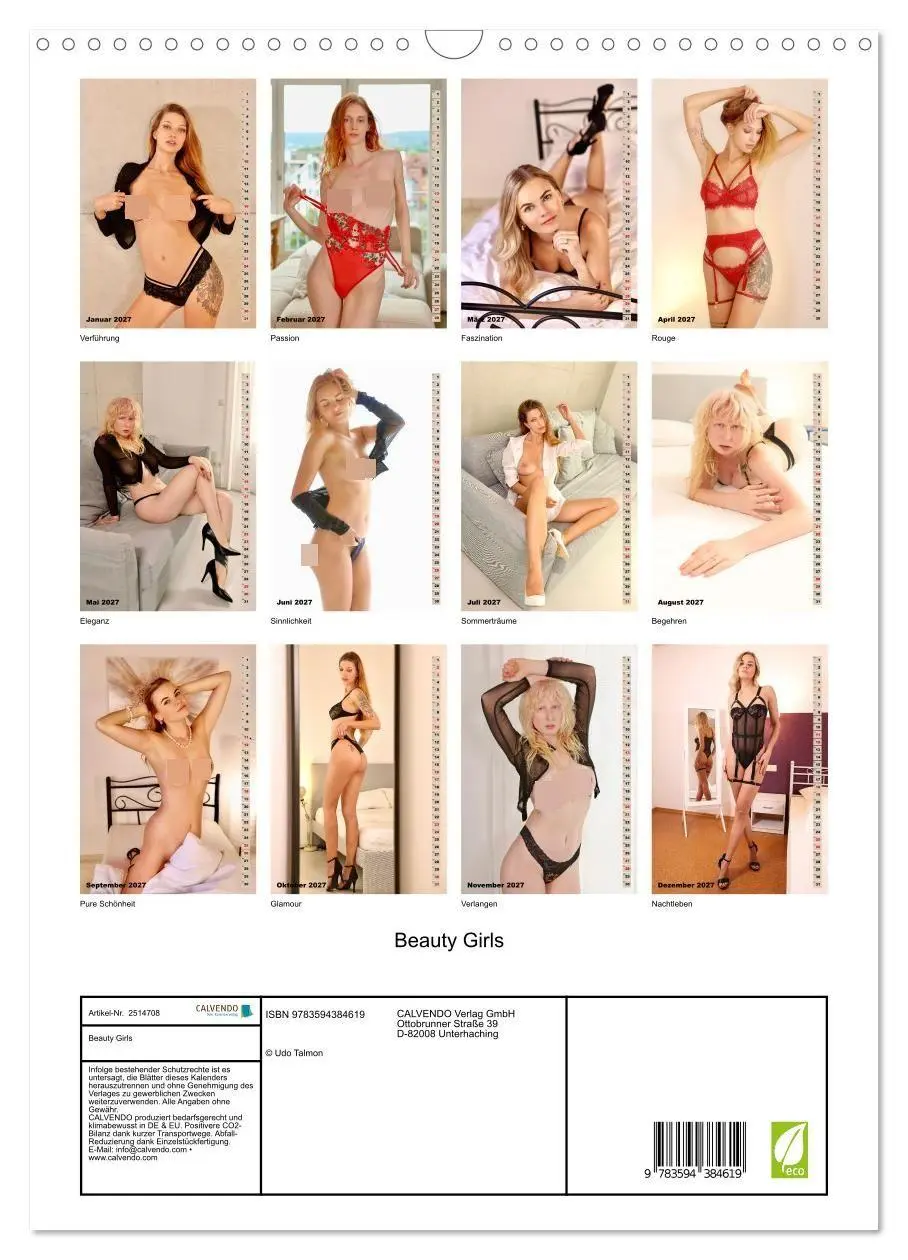 Bild: 9783594384619 | Beauty Girls (Wandkalender 2027 DIN A3 hoch), CALVENDO Monatskalender