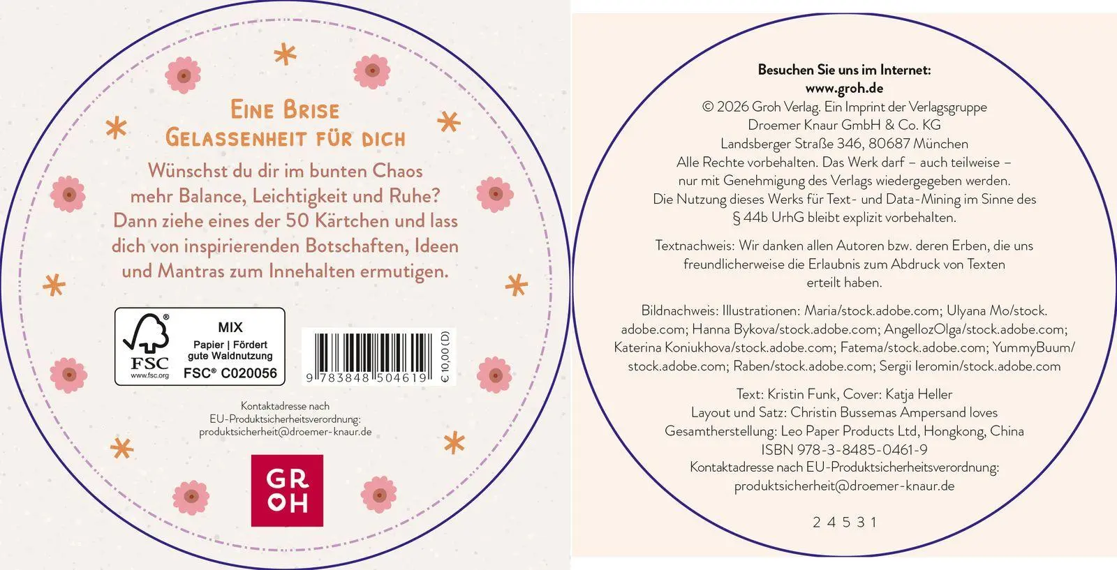 Rückseite: 9783848504619 | Impulskarten: Eine Runde Gelassenheit | Kristin Funk | Taschenbuch