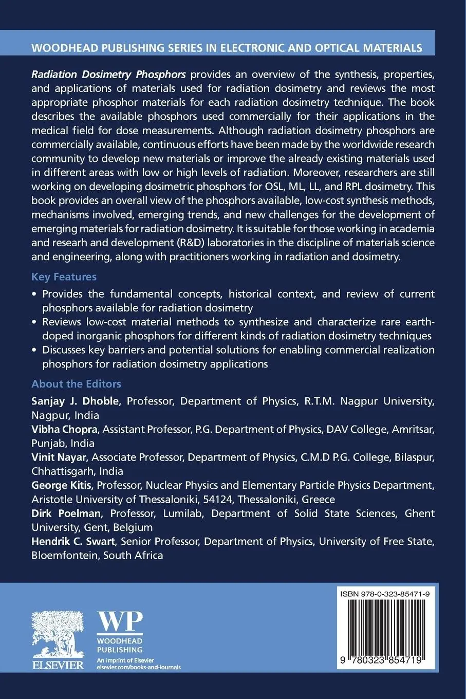 Rückseite: 9780323854719 | Radiation Dosimetry Phosphors | Sanjay J. Dhoble (u. a.) | Taschenbuch