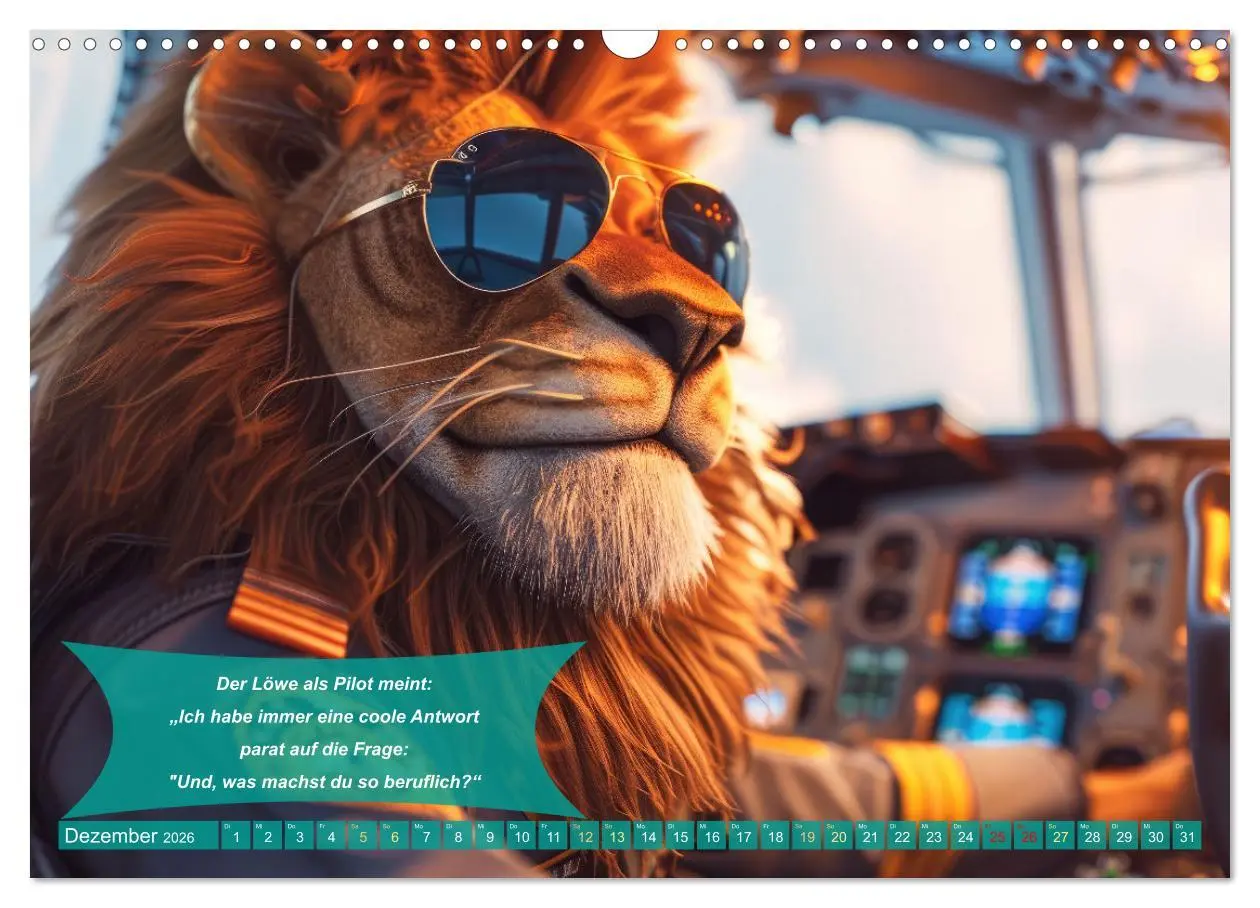 Bild: 9783457374719 | Der tierisch lustige Piloten-Kalender (Wandkalender 2026 DIN A3...