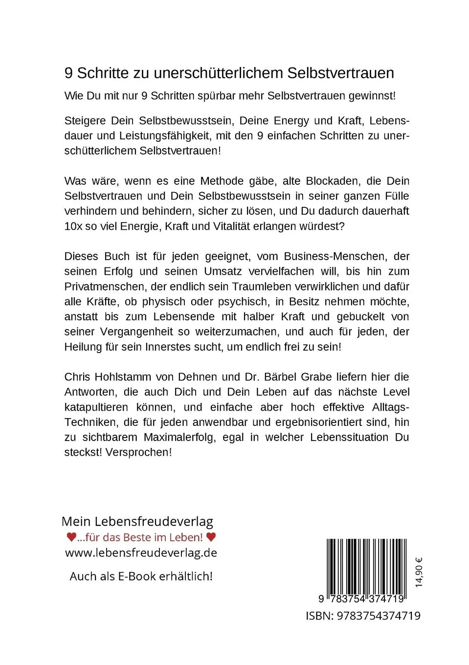 Rückseite: 9783754374719 | 9 Schritte zu unerschütterlichem Selbstvertrauen | Wendhausen (u. a.)