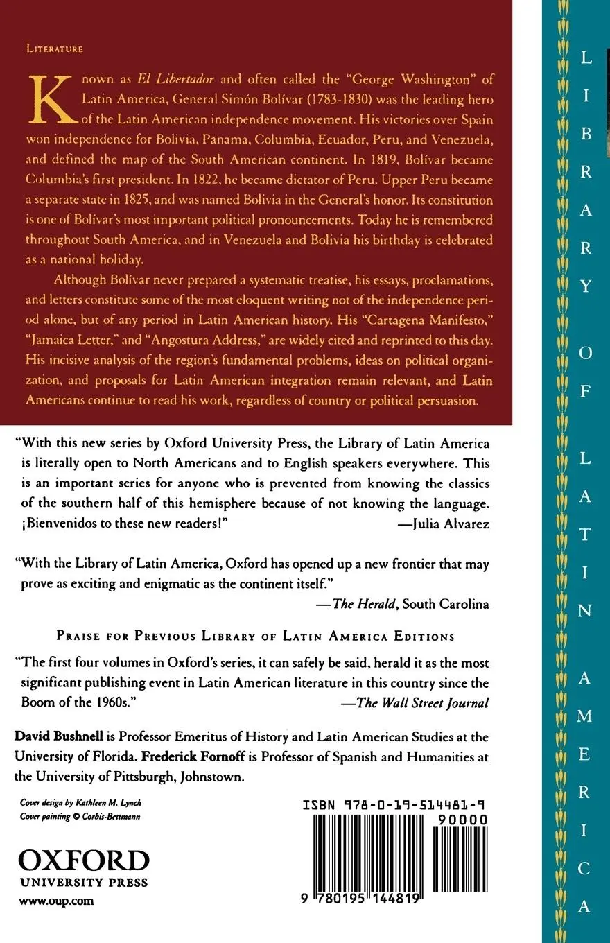 Rückseite: 9780195144819 | El Libertador | Writings of Simon Bolivar | Simón Bolívar (u. a.)