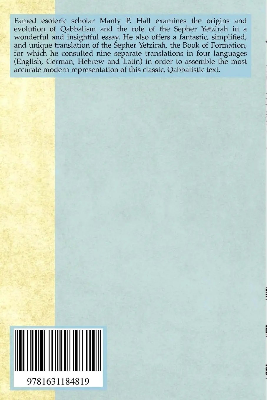 Rückseite: 9781631184819 | The Sepher Yetzirah and the Qabalah | Manly P. Hall | Taschenbuch