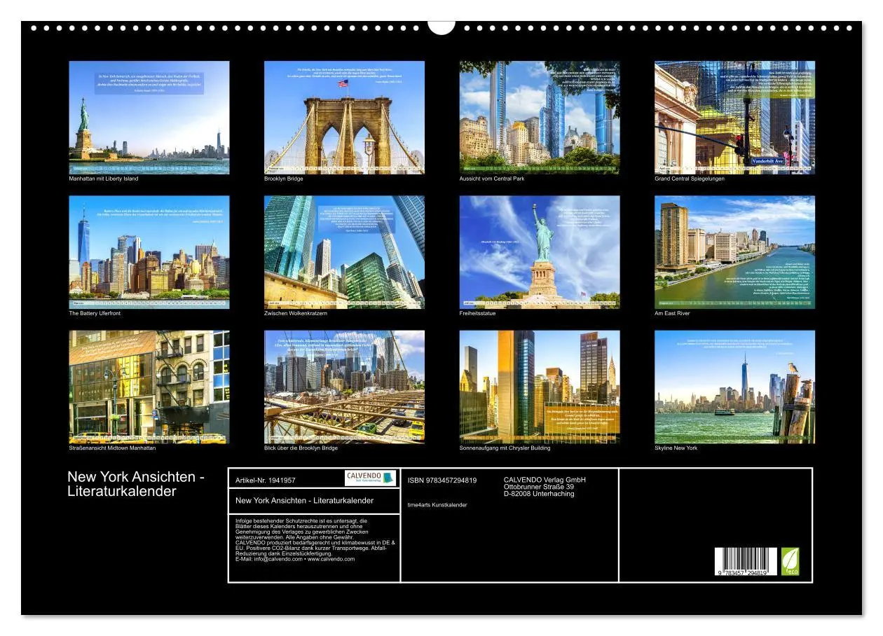 Bild: 9783457294819 | New York Ansichten - Literaturkalender (Wandkalender 2026 DIN A2...