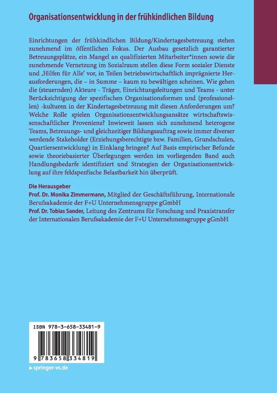 Rückseite: 9783658334819 | Organisationsentwicklung in der frühkindlichen Bildung | Taschenbuch