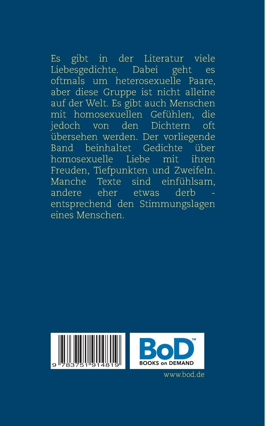 Rückseite: 9783751914819 | Küssende Männerherzen | Homosexuelle Liebeslyrik | Thomas Frohsinn