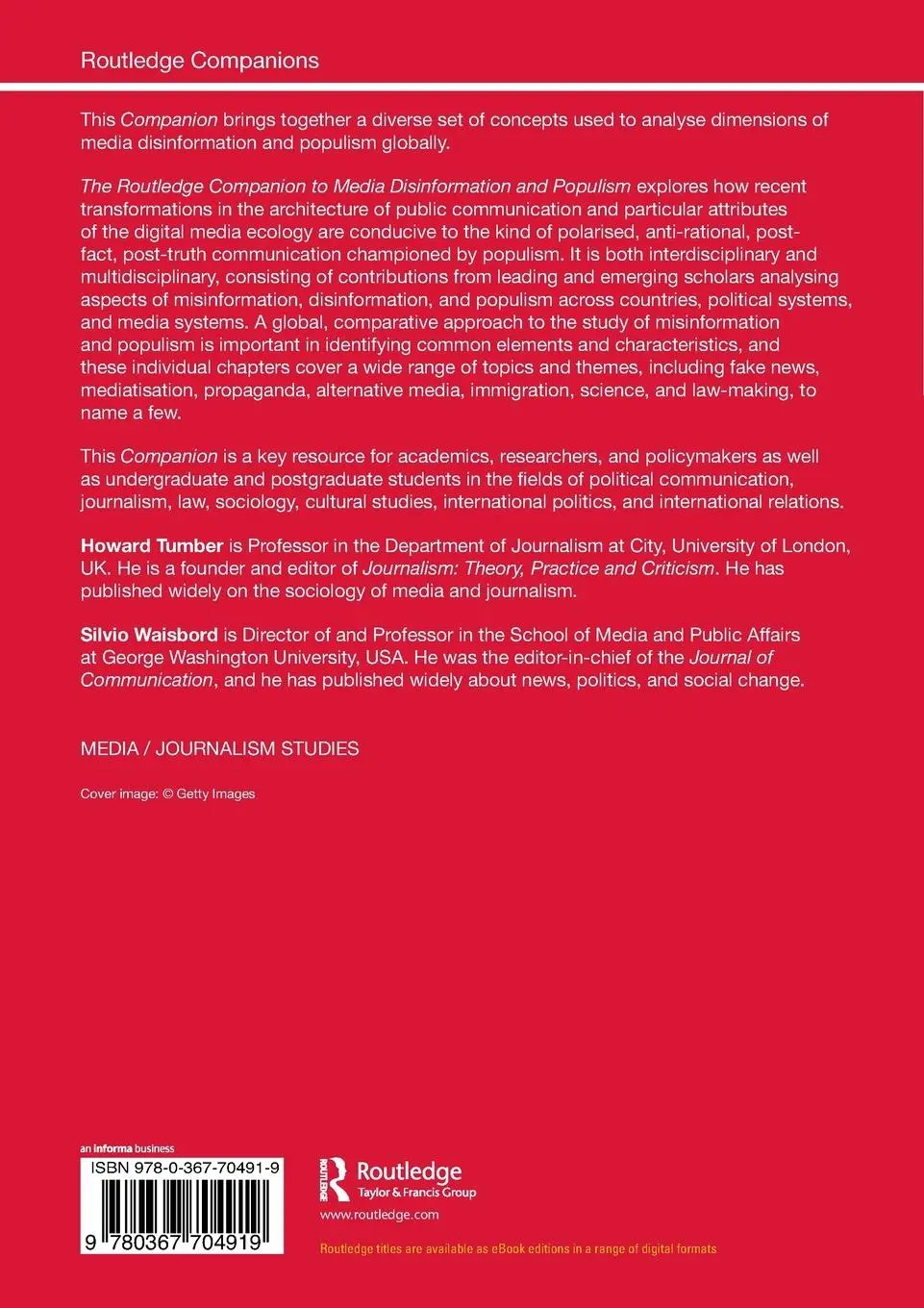 Rückseite: 9780367704919 | The Routledge Companion to Media Disinformation and Populism | Buch