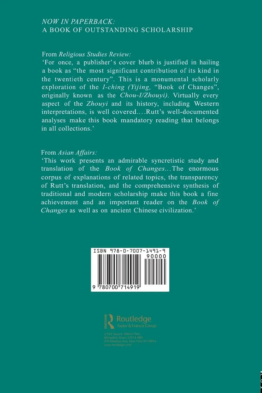 Rückseite: 9780700714919 | Zhouyi | A New Translation with Commentary of the Book of Changes