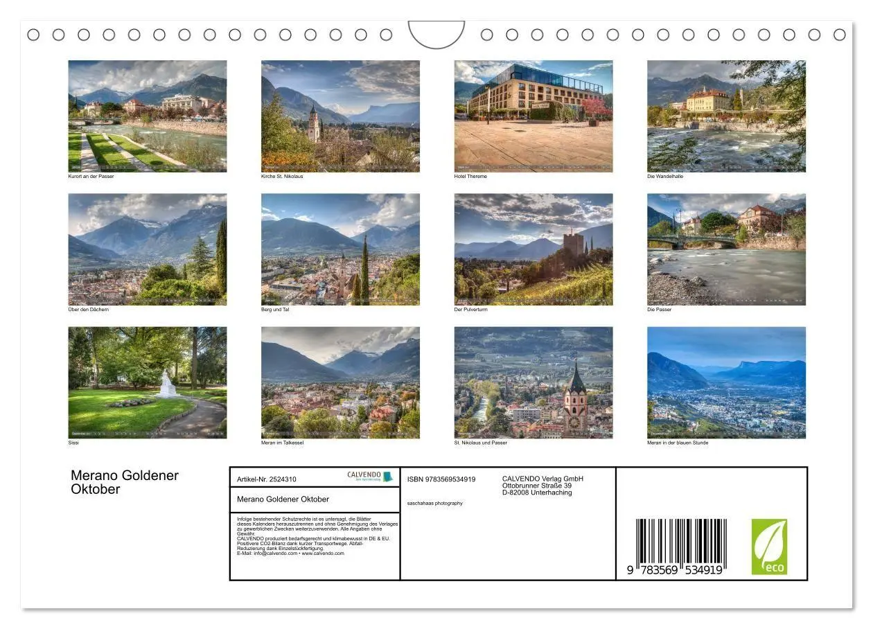 Bild: 9783569534919 | Merano Goldener Oktober (Wandkalender 2027 DIN A4 quer), CALVENDO...