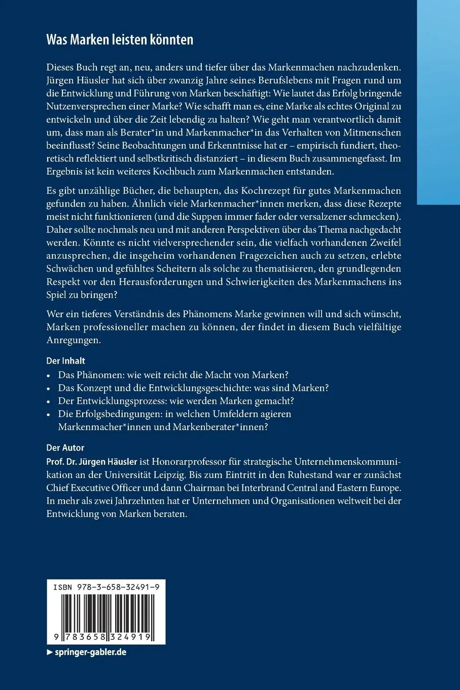 Rückseite: 9783658324919 | Was Marken leisten könnten | Jürgen Häusler | Taschenbuch | Paperback