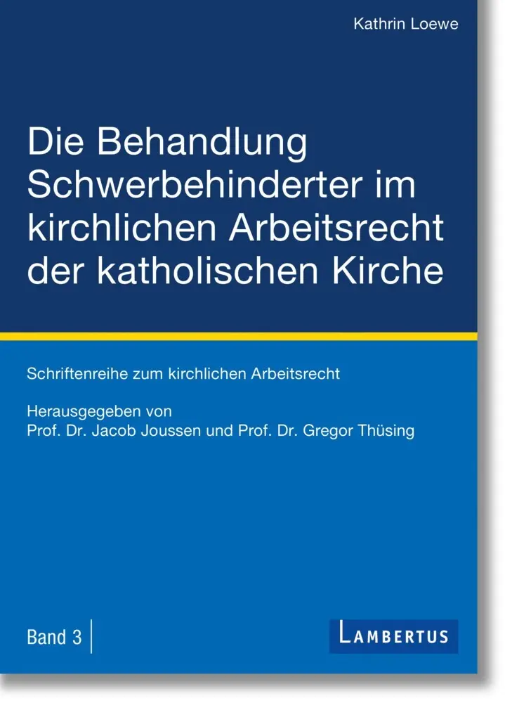 Cover: 9783784124919 | Die Behandlung Schwerbehinderter im kirchlichen Arbeitsrecht der...
