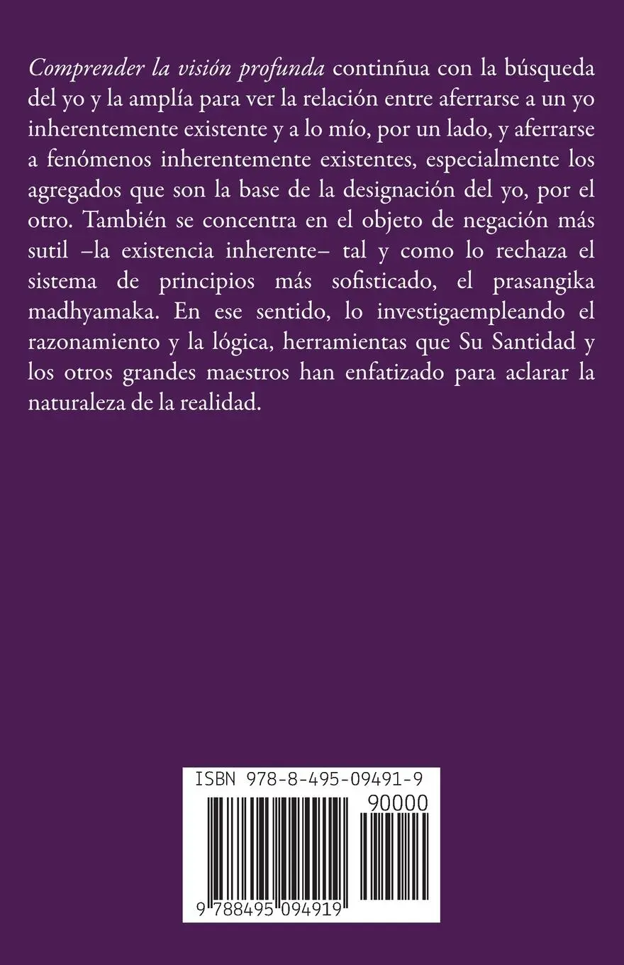 Rückseite: 9788495094919 | Comprender la visión profunda | El Dalai Lama (u. a.) | Taschenbuch