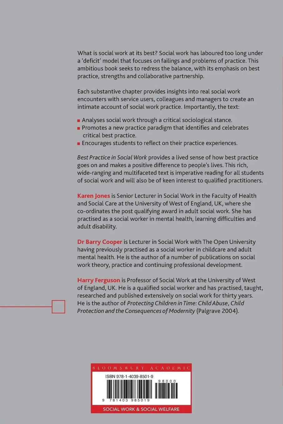 Rückseite: 9781403985019 | Best Practice in Social Work | Critical Perspectives | Jones (u. a.)