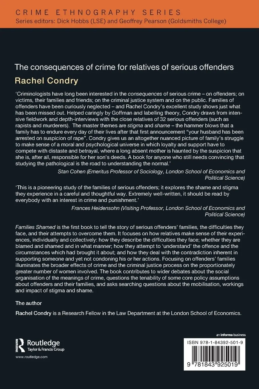 Rückseite: 9781843925019 | Families Shamed | Rachel Condry | Taschenbuch | Englisch | 2009