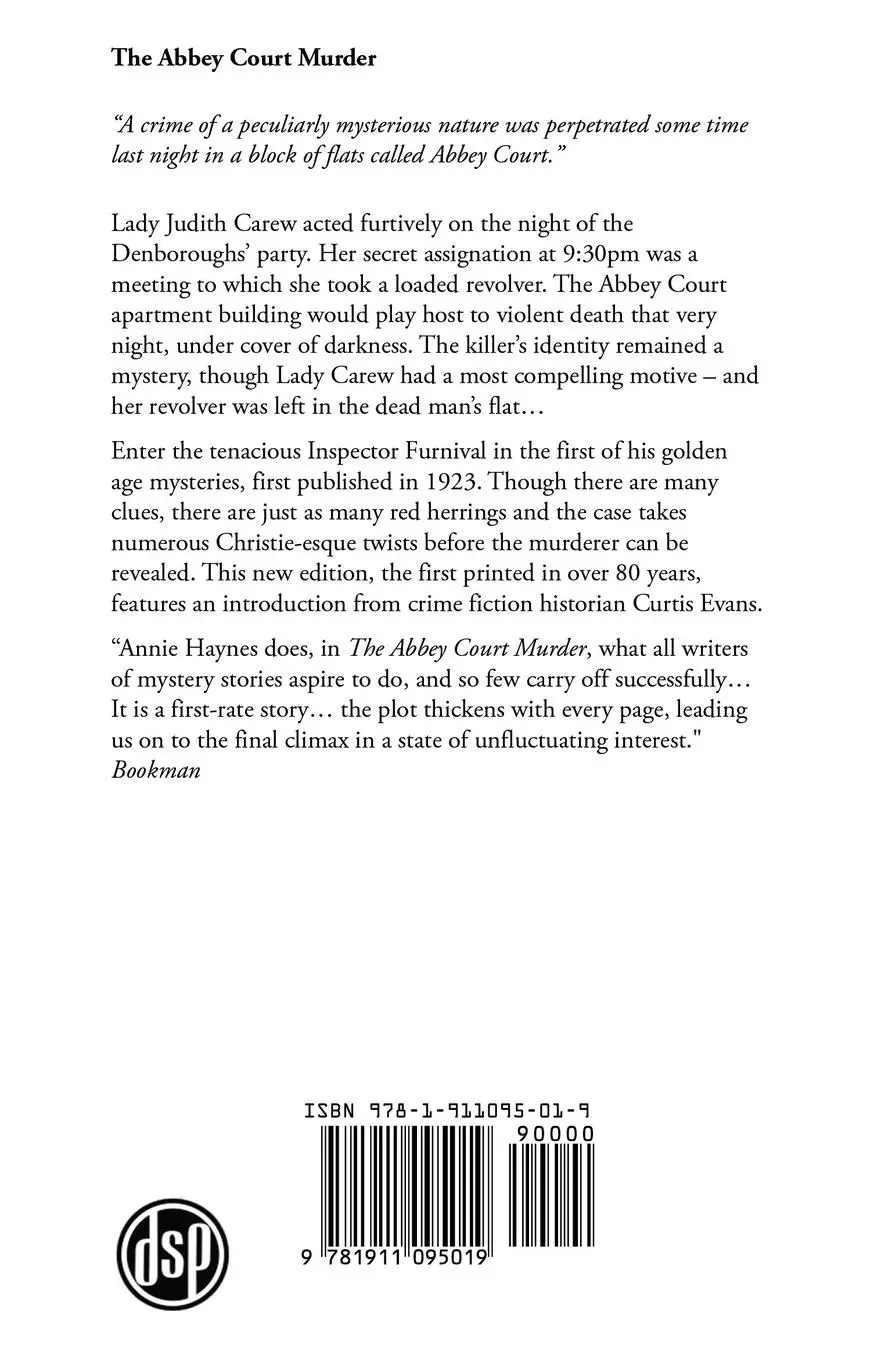 Rückseite: 9781911095019 | The Abbey Court Murder | Annie Haynes | Taschenbuch | Englisch | 2015