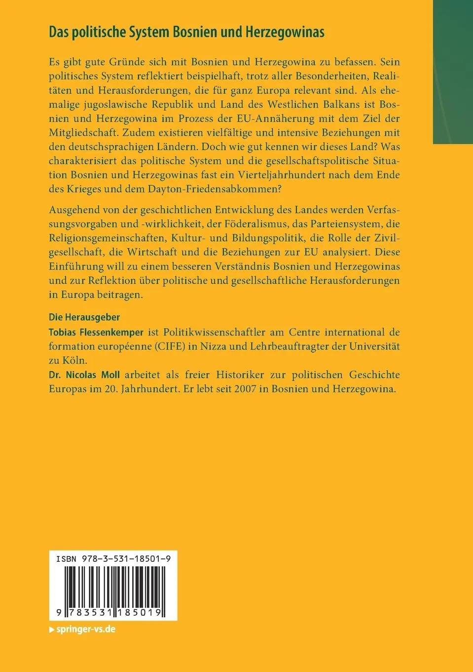Rückseite: 9783531185019 | Das politische System Bosnien und Herzegowinas | Nicolas Moll (u. a.)