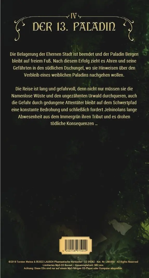 Rückseite: 9783989425019 | Die schlafende Mutter: Der 13. Paladin Band IV | Torsten Weitze | CD