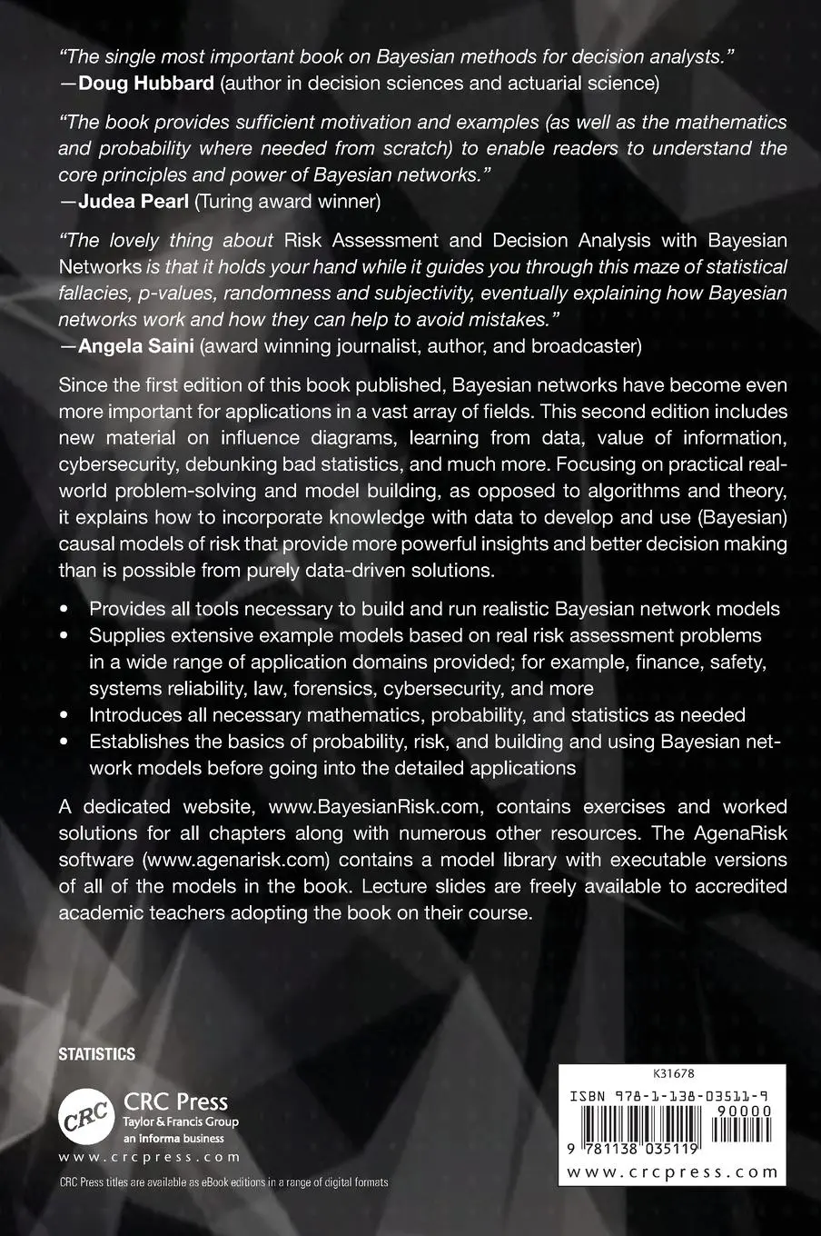 Rückseite: 9781138035119 | Risk Assessment and Decision Analysis with Bayesian Networks | Buch