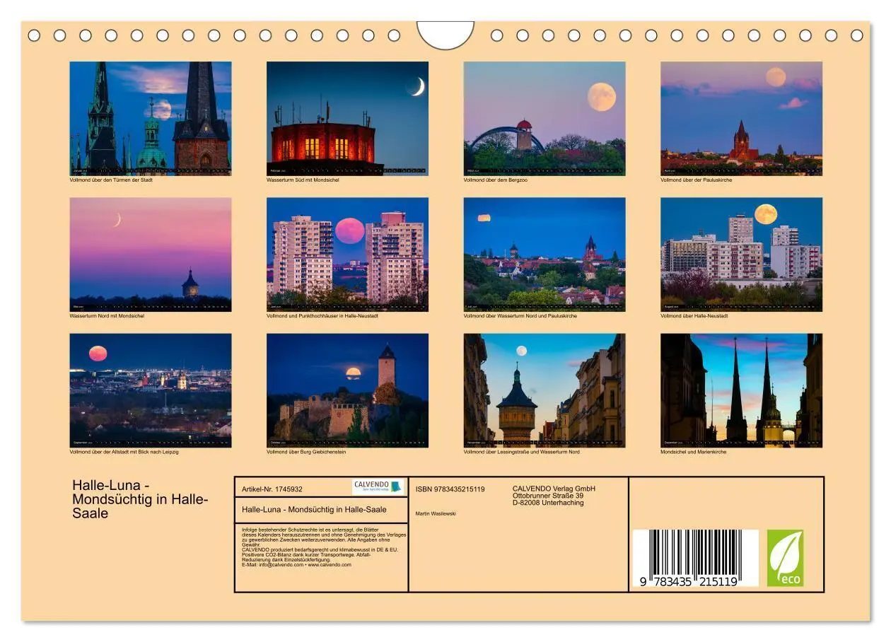 Bild: 9783435215119 | Halle-Luna - Mondsüchtig in Halle-Saale (Wandkalender 2025 DIN A4...