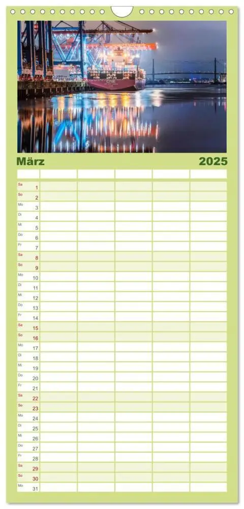 Bild: 9783457095119 | Familienplaner 2025 - Faszination Hamburger Hafen mit 5 Spalten...