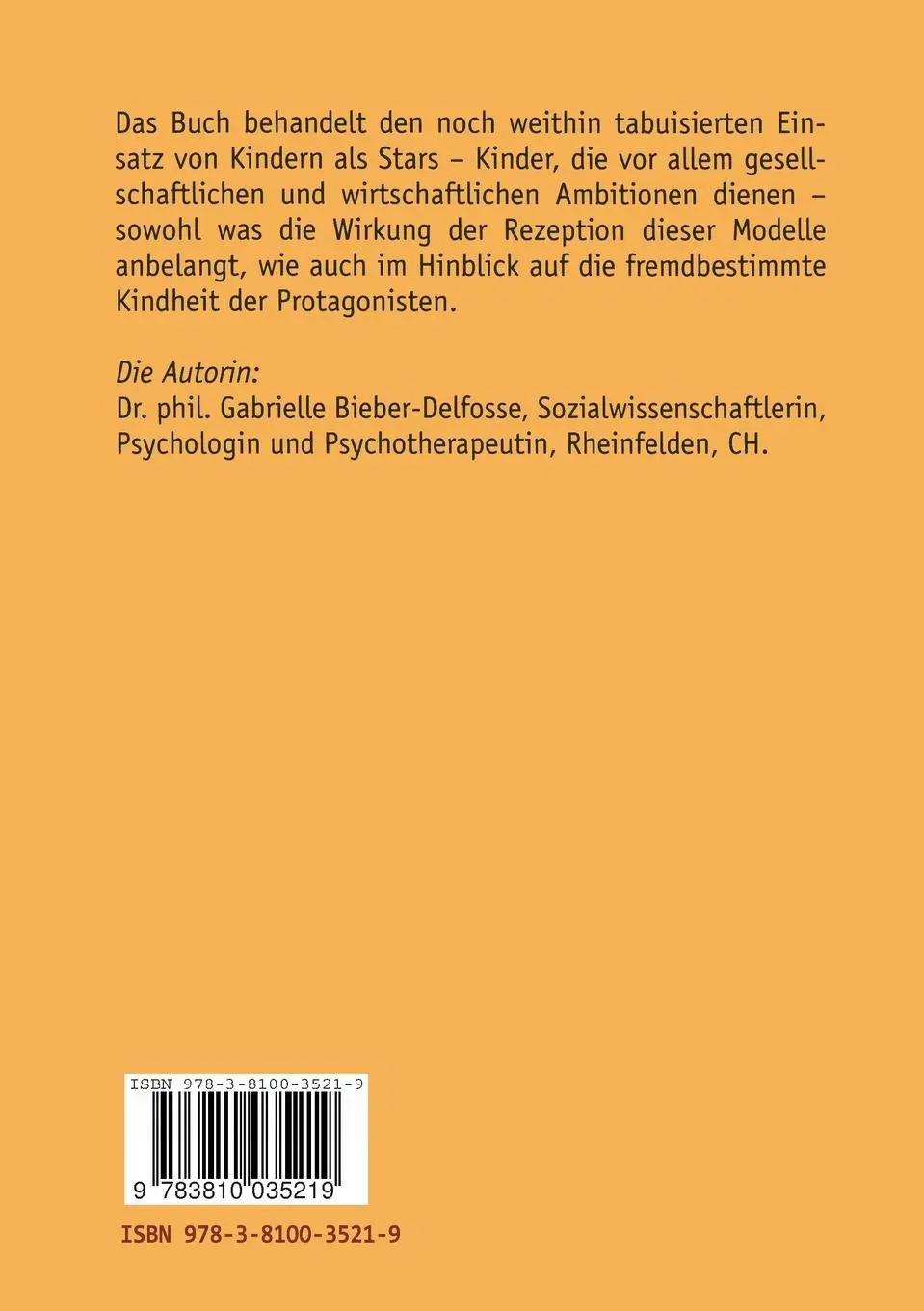 Rückseite: 9783810035219 | Vom Medienkind zum Kinderstar | Gabrielle Bieber-Delfosse | Buch