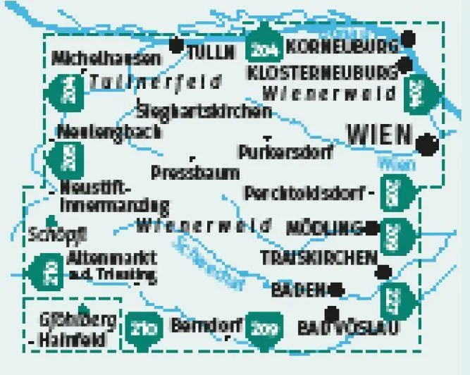 Bild: 9783991215219 | KOMPASS Wanderkarten-Set 208 Wienerwald (2 Karten) 1:25.000 | Deutsch