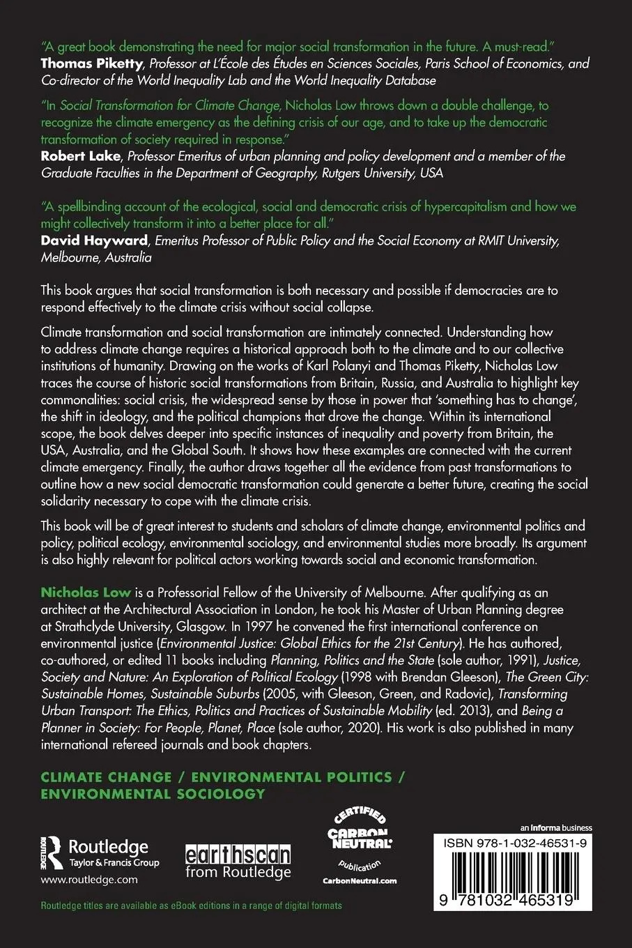 Rückseite: 9781032465319 | Social Transformation for Climate Change | Nicholas Low | Taschenbuch
