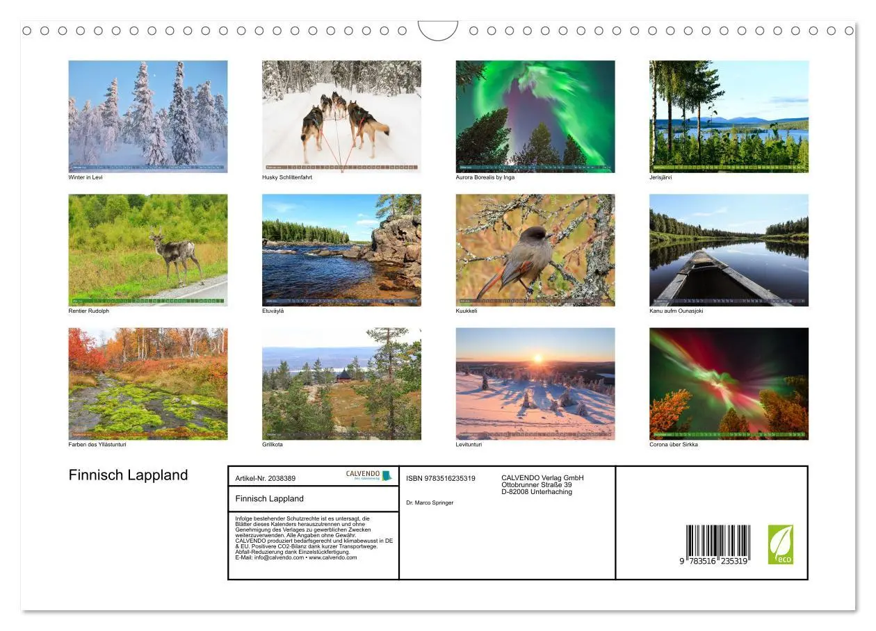 Bild: 9783516235319 | Finnisch Lappland (Wandkalender 2026 DIN A3 quer), CALVENDO...