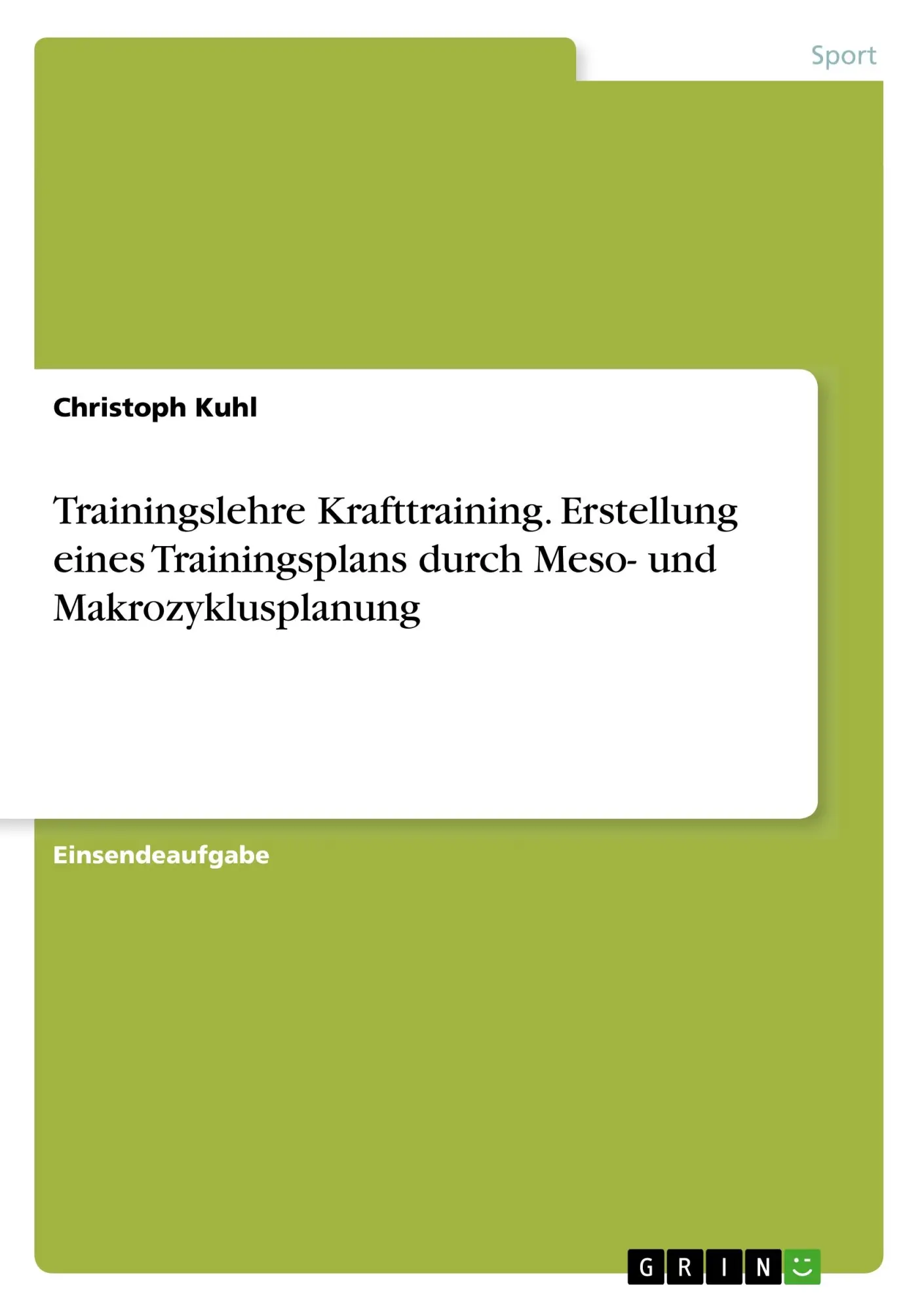 Cover: 9783668945319 | Trainingslehre Krafttraining. Erstellung eines Trainingsplans durch...