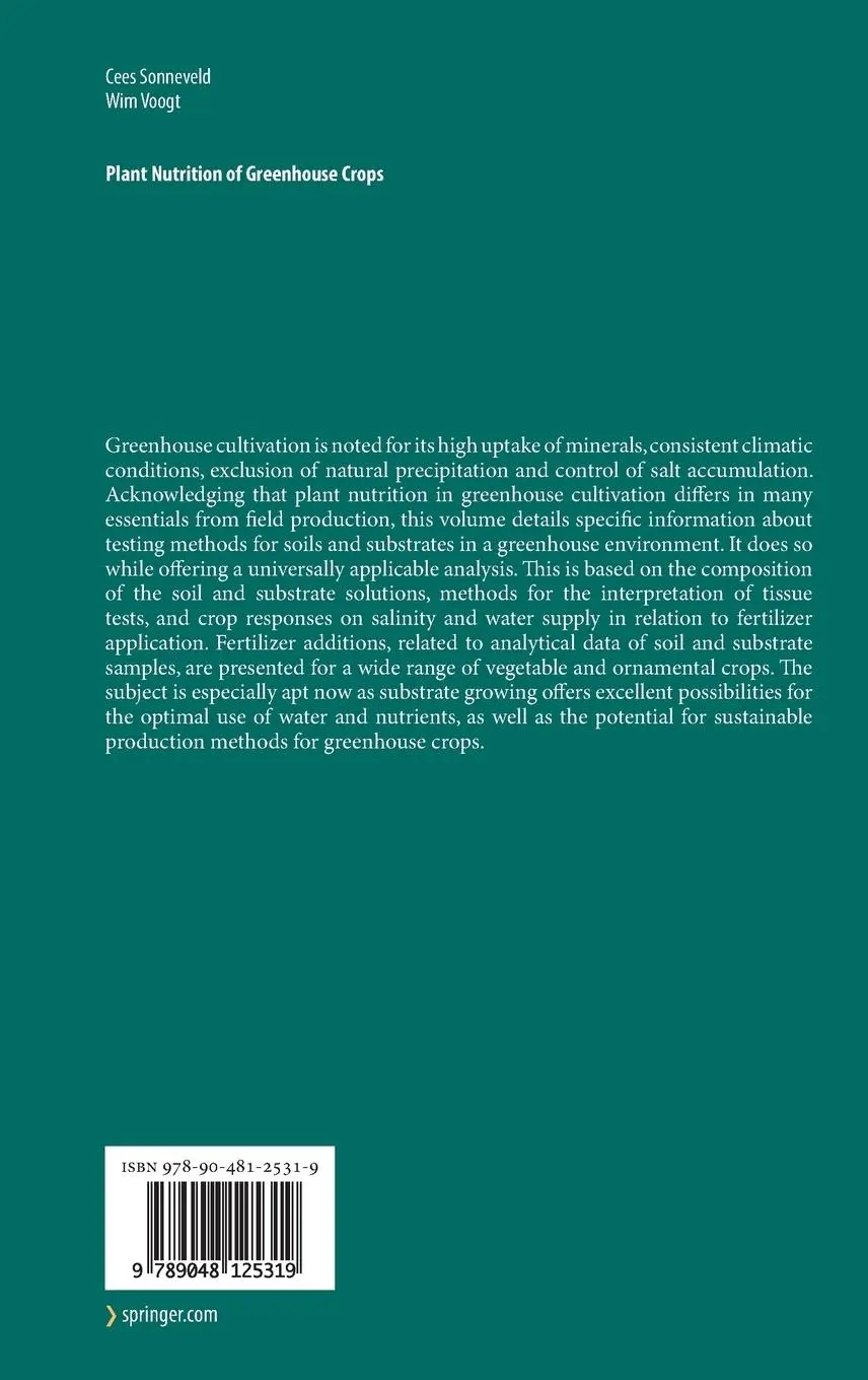 Rückseite: 9789048125319 | Plant Nutrition of Greenhouse Crops | Wim Voogt (u. a.) | Buch | xv