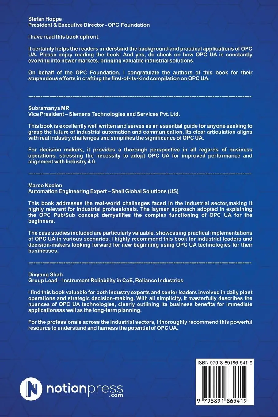 Rückseite: 9798891865419 | Unlocking the Power of OPC UA | A Guide to Transforming Industries