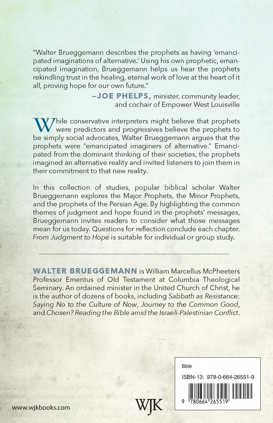 Rückseite: 9780664265519 | From Judgement to Hope | Walter Brueggemann | Taschenbuch | Englisch