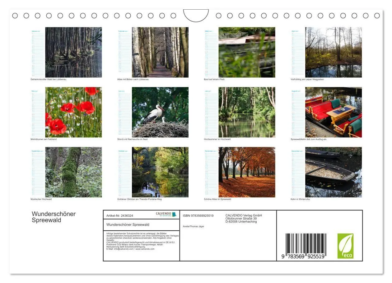 Bild: 9783569925519 | Wunderschöner Spreewald (Wandkalender 2027 DIN A4 quer), CALVENDO...