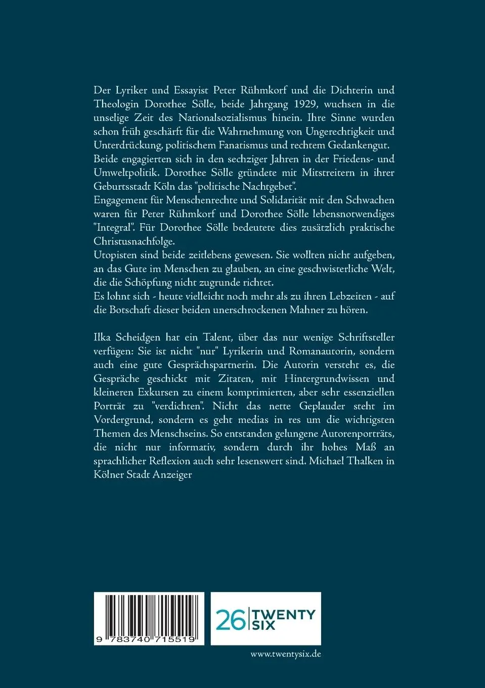 Rückseite: 9783740715519 | Zu Besuch bei Peter Rühmkorf und Dorothee Sölle | Ilka Scheidgen