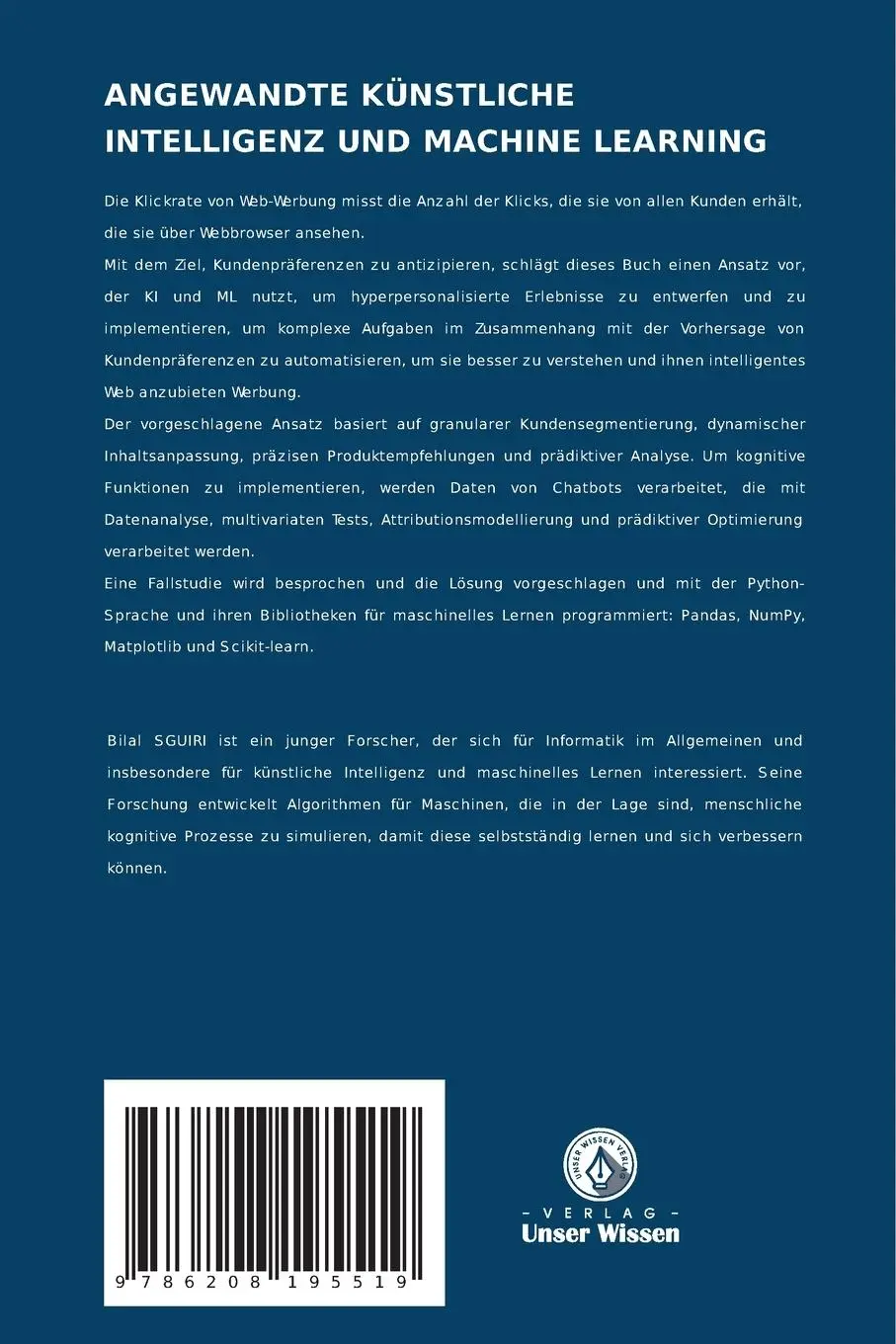 Rückseite: 9786208195519 | ANGEWANDTE KÜNSTLICHE INTELLIGENZ UND MACHINE LEARNING | Taschenbuch