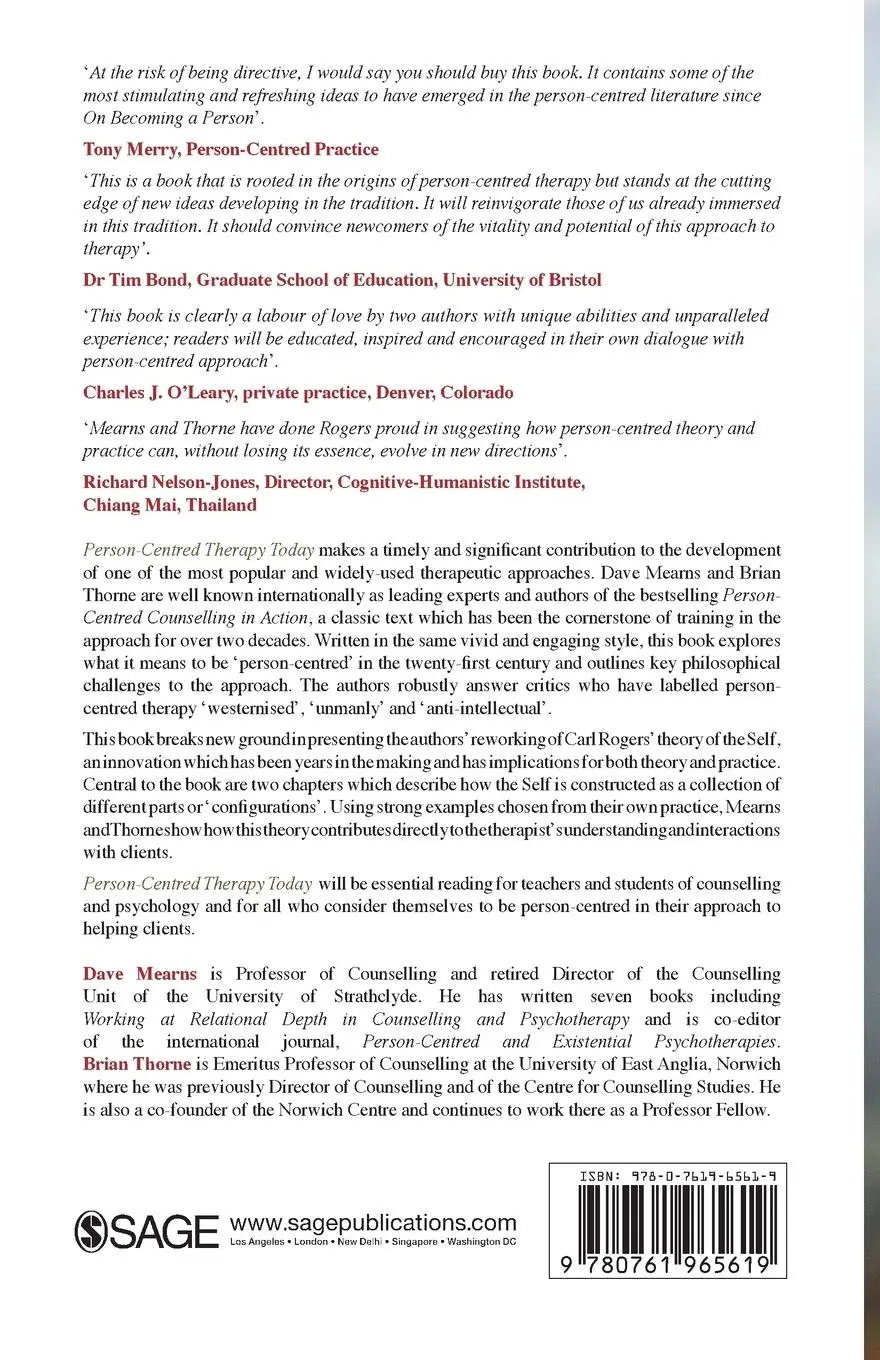 Rückseite: 9780761965619 | Person-Centred Therapy Today | New Frontiers in Theory and Practice