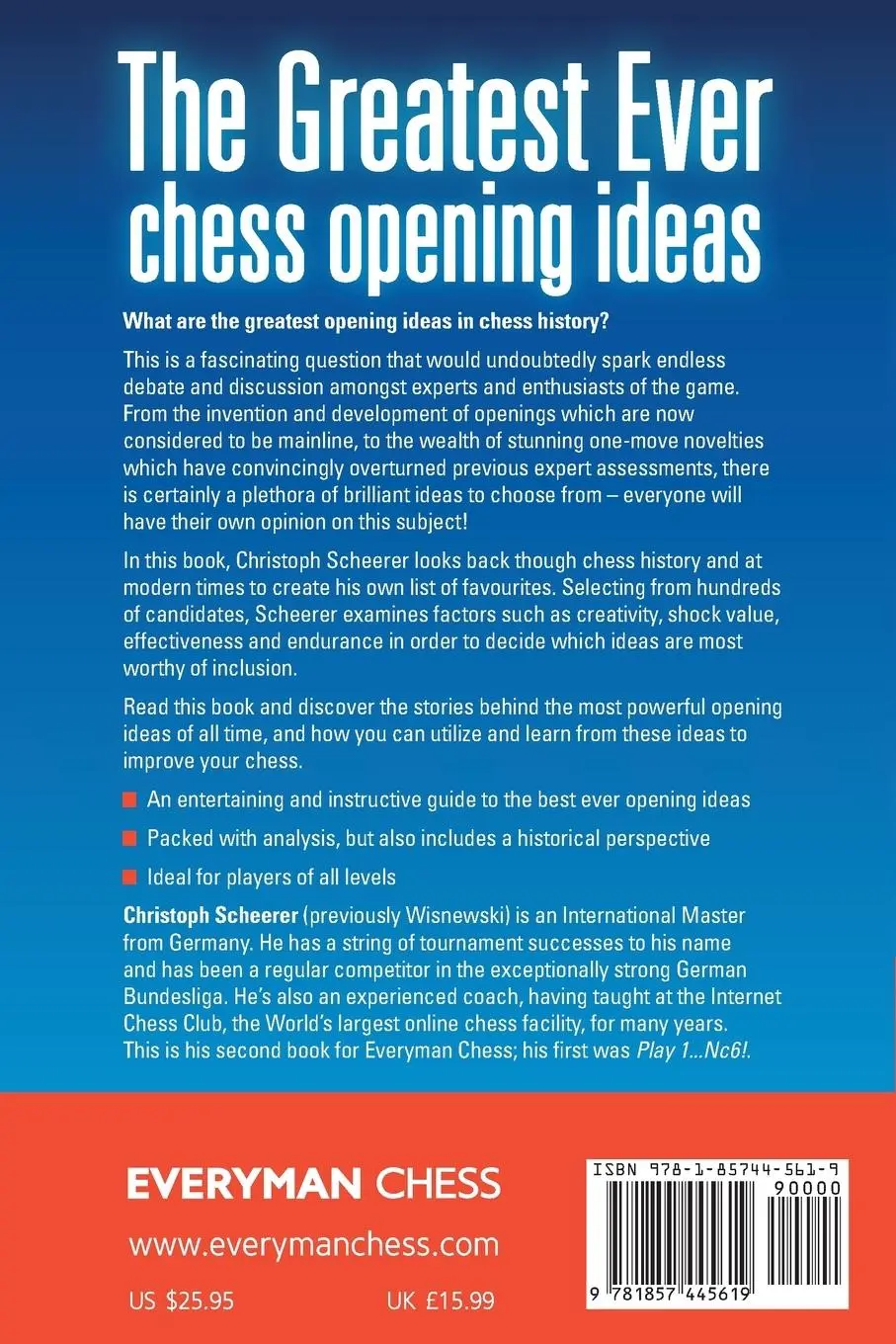 Rückseite: 9781857445619 | The Greatest Ever Chess Opening Ideas | Christoph Scheerer | Buch