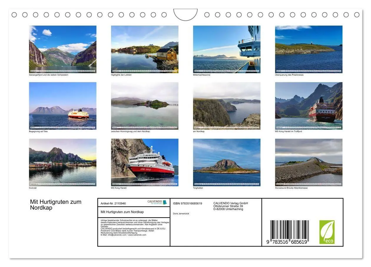 Bild: 9783516685619 | Mit Hurtigruten zum Nordkap (Wandkalender 2026 DIN A4 quer),...