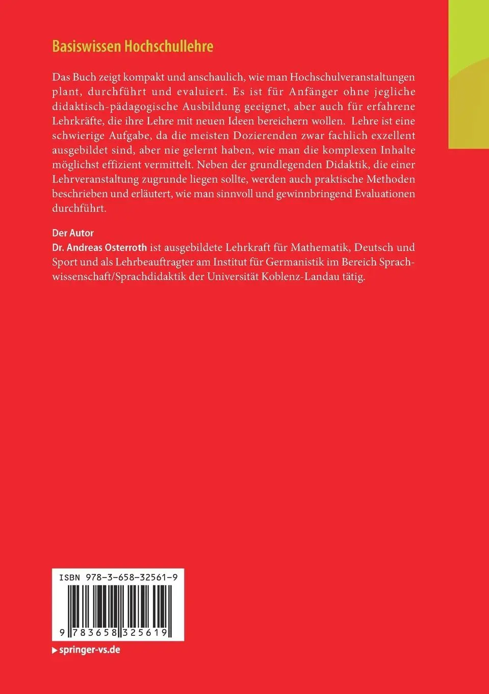 Rückseite: 9783658325619 | Basiswissen Hochschullehre | Methodik - Didaktik - Evaluation | Buch