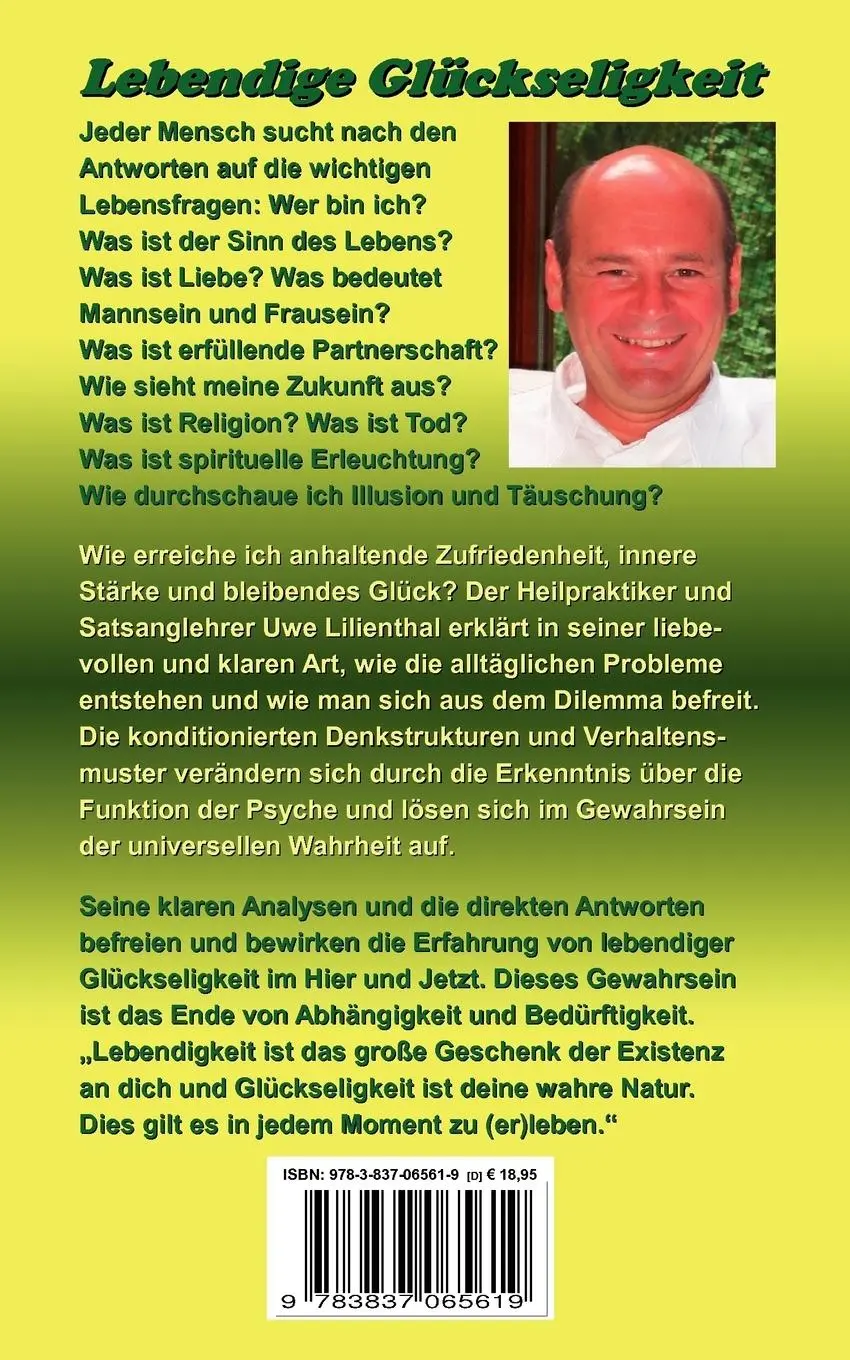 Rückseite: 9783837065619 | Lebendige Glückseligkeit | Uwe Lilienthal | Taschenbuch | 276 S.