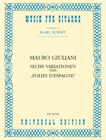 Cover: 9790008005619 | Variationen(6) Uber Folies | op. 45. für Gitarre. | Mauro Giuliani