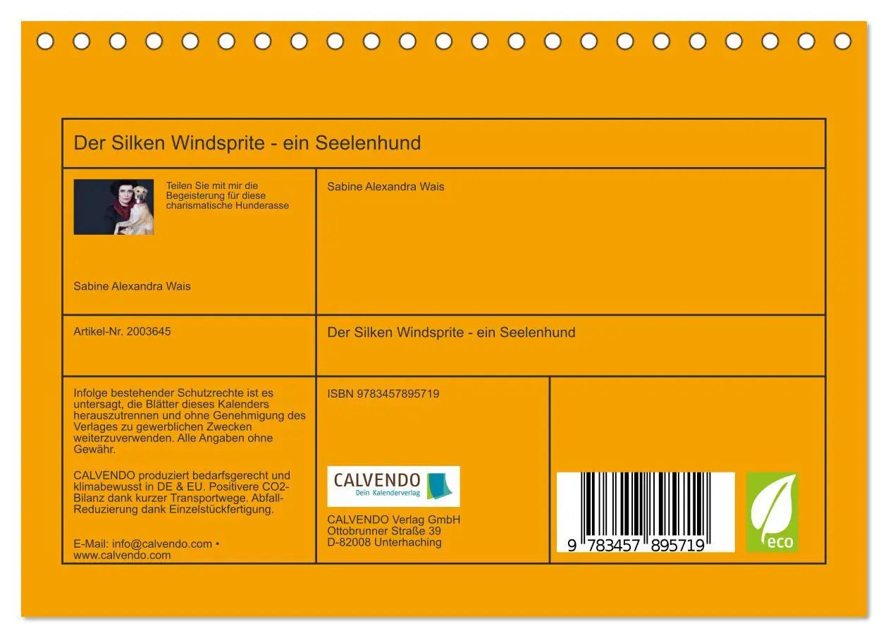 Bild: 9783457895719 | Der Silken Windsprite - ein Seelenhund (Tischkalender 2026 DIN A5...