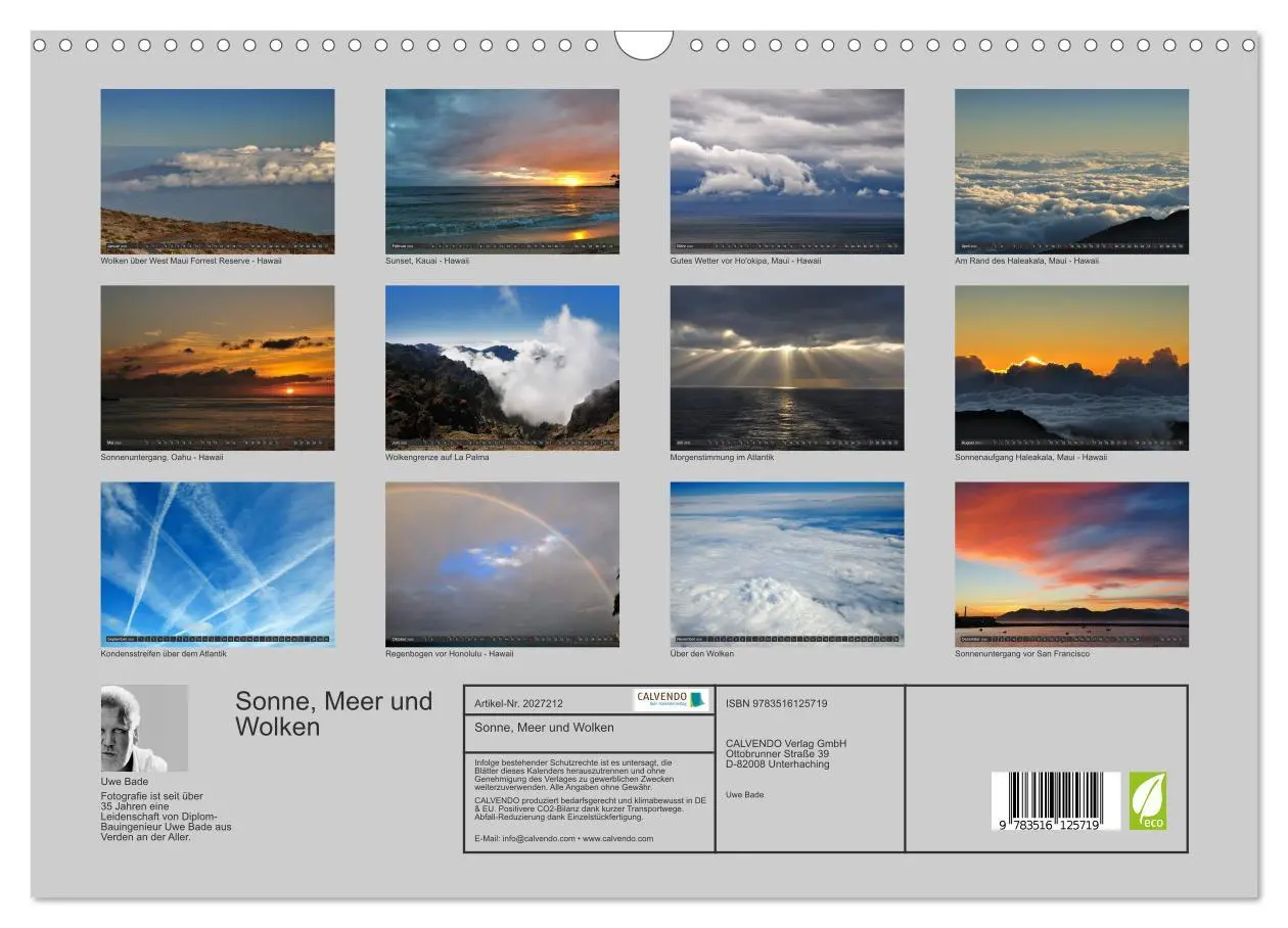 Bild: 9783516125719 | Sonne, Meer und Wolken (Wandkalender 2026 DIN A3 quer), CALVENDO...