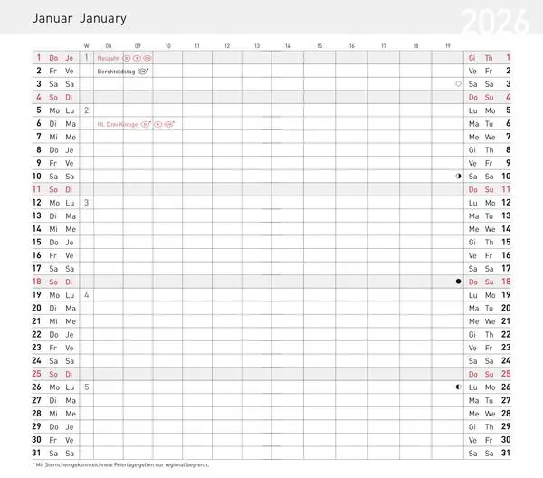 Bild: 9783731885719 | Taschenkalender Pluto geheftet PVC schwarz 2026 | Verlag Korsch | Buch
