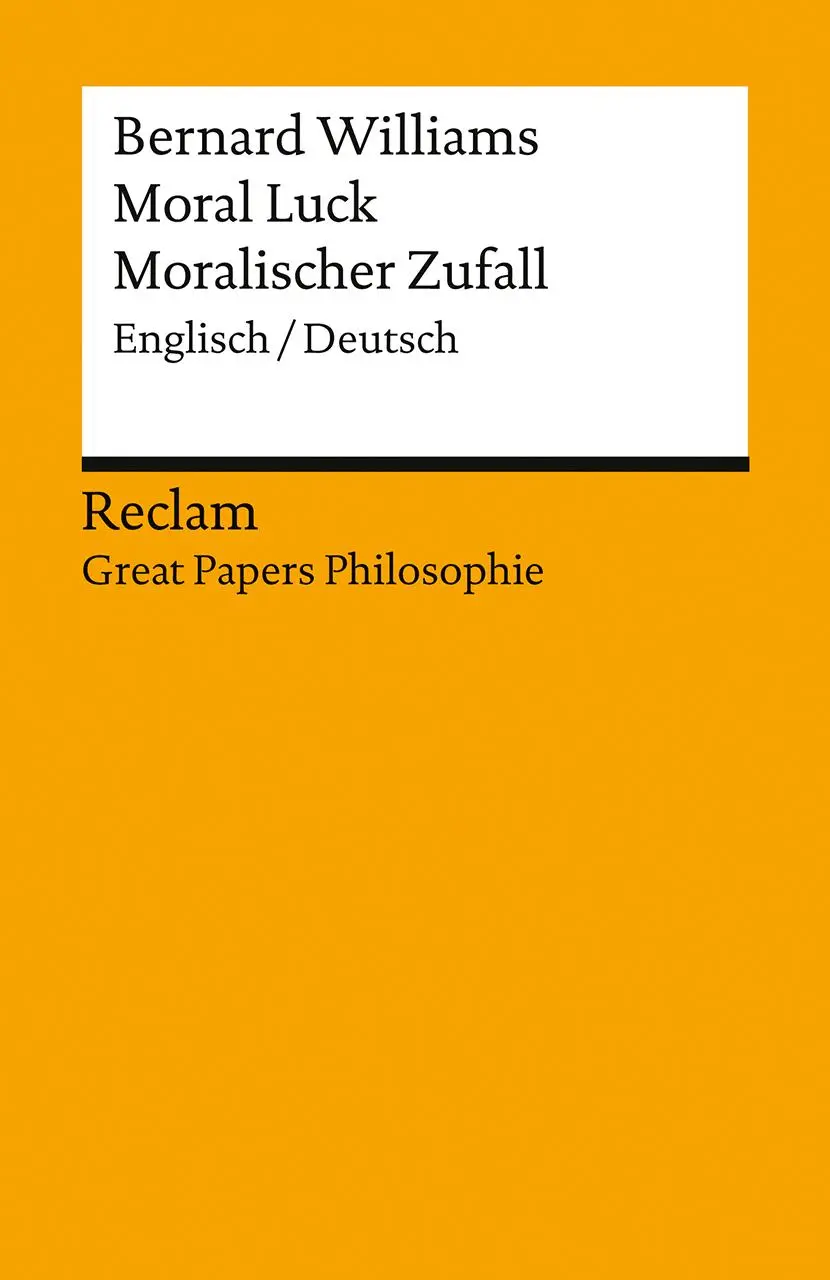 Cover: 9783150195819 | Moral Luck / Moralischer Zufall | Bernard Williams | Taschenbuch