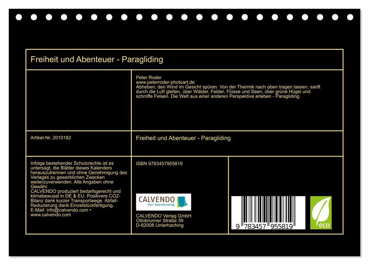 Bild: 9783457955819 | Freiheit und Abenteuer - Paragliding (Tischkalender 2026 DIN A5...